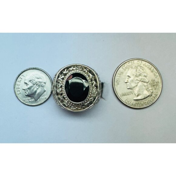Estate Vintage Bali Sterling Silver 925 Black Onyx Ring Size 6 Statement 9.4g - Picture 9 of 10